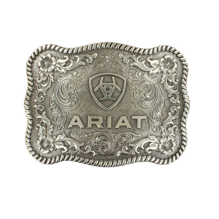 Ariat Belt Buckle - Antique Silver Rectangle 