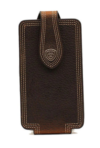 ARIAT MOBILE PHONE CASE - TRIPLE STITCHED MEDIUM BROWN - LARGE