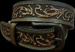 ROPER BRIDLE 1.1/2" WOMENS BUFFALO BELT - BROWN LEATHER