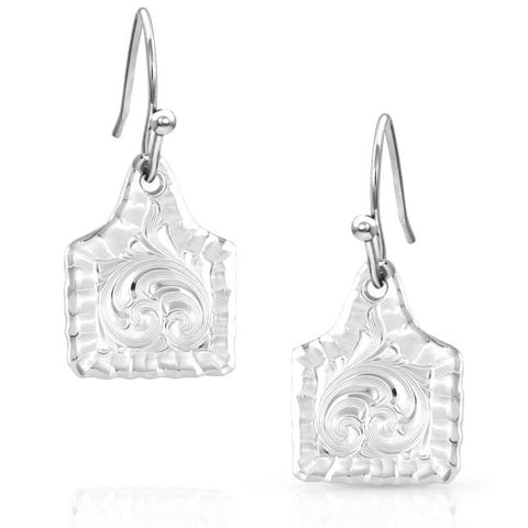 MONTANA SILVERSMITH CHISELED COW TAG EARRINGS