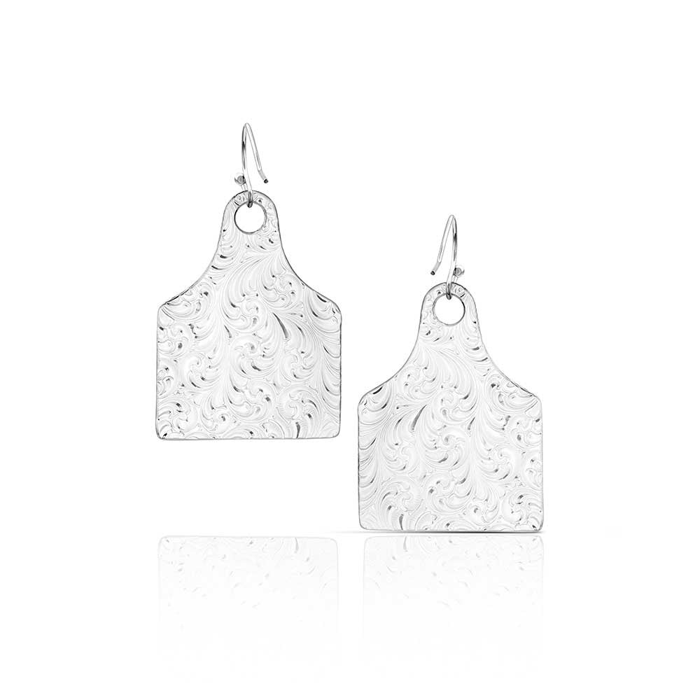 Montana Silversmith Earrings - Rural Route Cow Tag [sz:2]