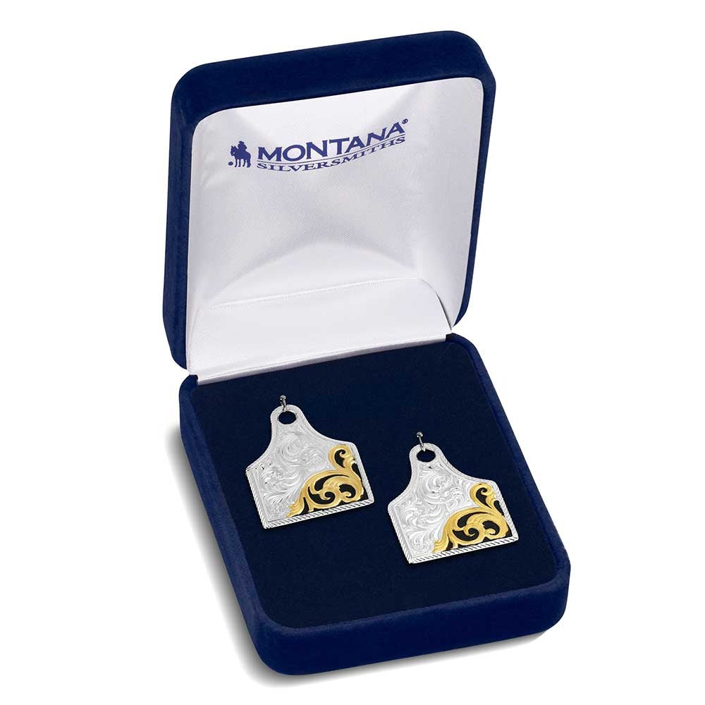 Montana Silversmith Earrings - Rural Route Cow Tag [sz:2]