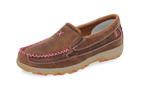 TWISTED X WOMENS PINK CELLSTRETCH SLIP ON MOC - BROWN/PINK