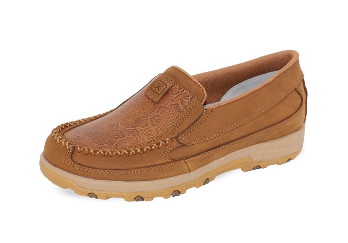 TWISTED X WOMENS FLOWER CELLSTRETCH SLIP ON - BROWN [SZ:7.0]