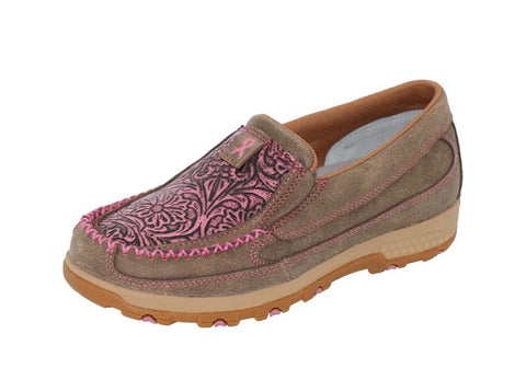 Twisted X Womens Tooled Cellstretch Slip On - Bomber/pink [sz:7.0]