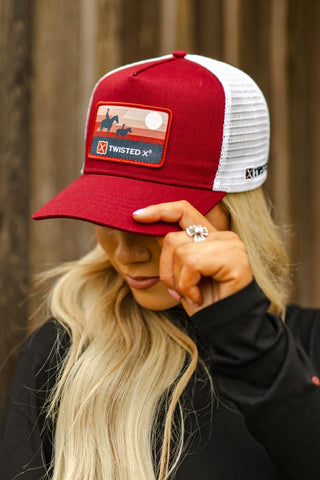 TWISTED X PATCH HIGH PROFILE CAP - RED/WHITE