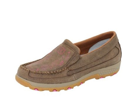 TWISTED X WOMENS STITCH CELLSTRETCH SLIP ON  - BOMBER/RASPBERRY [SZ:6.5]
