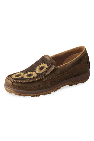 TWISTED X SUNFLOWER CELLSTRETCH SLIP ON MOCS - BROWN/SUNFLOWER