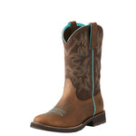 ARIAT DELILAH WOMENS ROUND TOE BOOTS - DISTRESSED BROWN/FUDGE