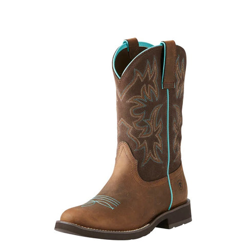 ARIAT DELILAH WOMENS ROUND TOE BOOTS - DISTRESSED BROWN/FUDGE