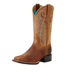 ARIAT WOMENS ROUND UP WIDE SQUARE TOE POWDER BROWN