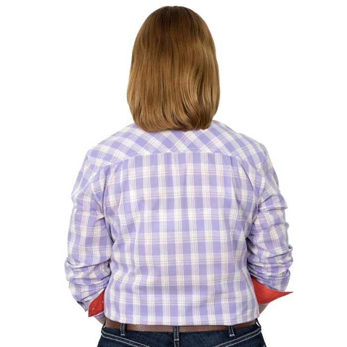 Just Country Abbey Full Button Print Workshirt - Lavender Plaid