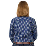 JUST COUNTRY GEORGIE HALF BUTTON PRINT WORKSHIRT - NAVY POLKA DOT