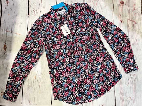 JUST COUNTRY GEORGIE HALF BUTTON PRINT WORKSHIRT - NAVY FLORAL WWLS2253