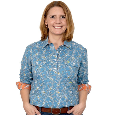 JUST COUNTRY GEORGIE SHIRT BLUE PAISLEY