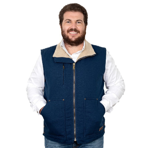 JUST COUNTRY MENS DIAMANTINA SHERPA VEST - NAVY