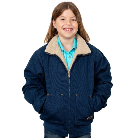 JUST COUNTRY JUNIOR DIAMANTINA SHERPA JACKET - NAVY