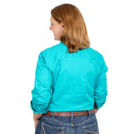 JUST COUNTRY JAHNA TRIM HALF BUTTON SOLID WORKSHIRT - TURQUOISE/BLACK TURQUOISE GARDEN