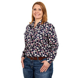 JUST COUNTRY ABBEY FULL BUTTON PRINT WORKSHIRT - FRENCH NAVY FLORAL