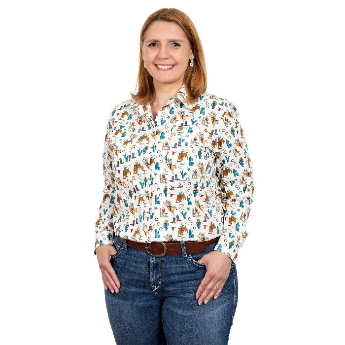 Just Country Abbey Ladies Workshirt - Cream Rodeo Girl