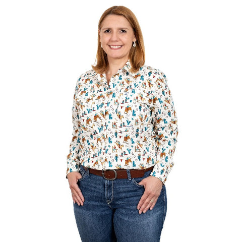 JUST COUNTRY ABBEY LADIES WORKSHIRT - CREAM RODEO GIRL