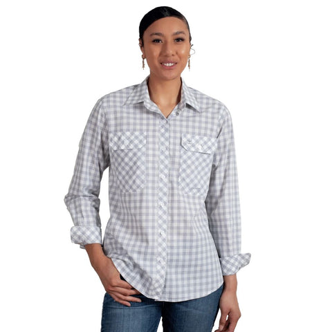 JUST COUNTRY ABBEY FULL BUTTON - GREY CHECK [SZ:8]