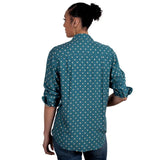 JUST COUNTRY ABBEY FULL BUTTON PRINT WORKSHIRT - ATLANTIC BLUE SPOTS [SZ:8]