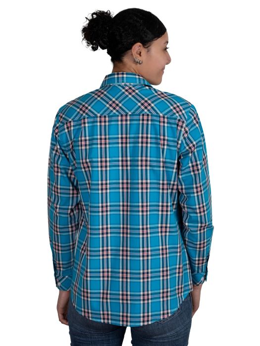 JUST COUNTRY ABBEY FULL BUTTON PRINT WORKSHIRT - BLUE JEWEL PLAID [SZ:10]