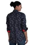 JUST COUNTRY ABBEY FULL BUTTON PRINT WORKSHIRT - NAVY BABYS BREATH [SZ:10]