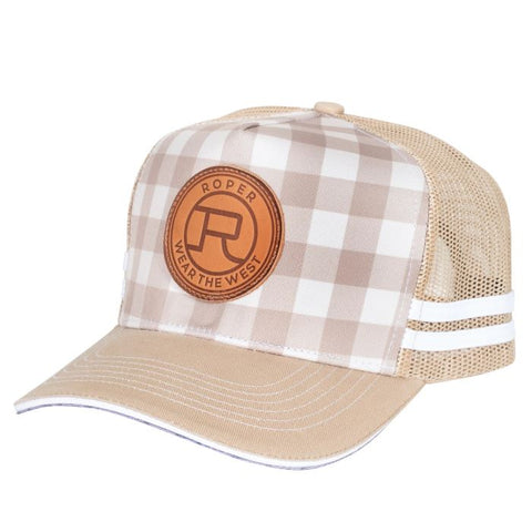 Roper Trucker Mini Plaid Cap - Fawn/stone 