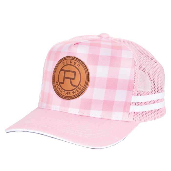 Roper Trucker Mini Plaid Cap - Pink/light Pink 