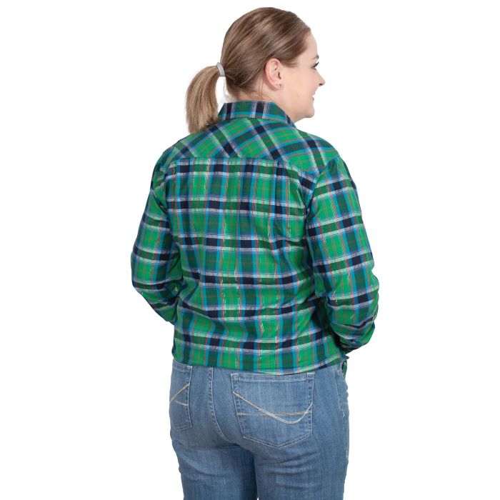 JUST COUNTRY ABBEY FULL BUTTON PRINT WORKSHIRT - IVY LUREX PLAID [SZ:8]