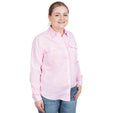 JUST COUNTRY ABBEY LONG SLEEVE FULL BUTTON WORK SHIRT - ICE PINK CHAMBREY [SZ:8]