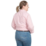 JUST COUNTRY ABBEY FRILLS FULL BUTTON PRINT WORKSHIRT - FLAMINGO PINK SMALL CHECK [SZ:8]