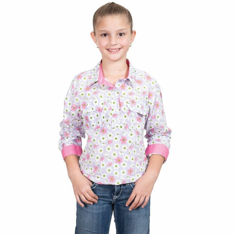 JUST COUNTRY HARPER GIRLS SHIRT - LILAC DAISIES/ROSE [SZ:2-3]