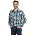 JUST COUNTRY AUSTIN MENS FULL BUTTON CHECK PRINT WORKSHIRT - NAVY/IVY PLAID [SZ:MEDIUM]