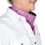JUST COUNTRY CARLEE DOUBLE SIDED SCARF - RADIANT ORCHID/NAVY DOTS 