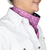 JUST COUNTRY CARLEE DOUBLE SIDED SCARF - RADIANT ORCHID/NAVY DOTS 