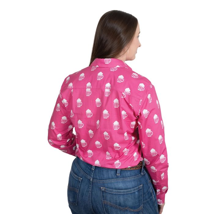 Just Country Abbey Full Button Print Workshirt - Rose Brew [sz:8]