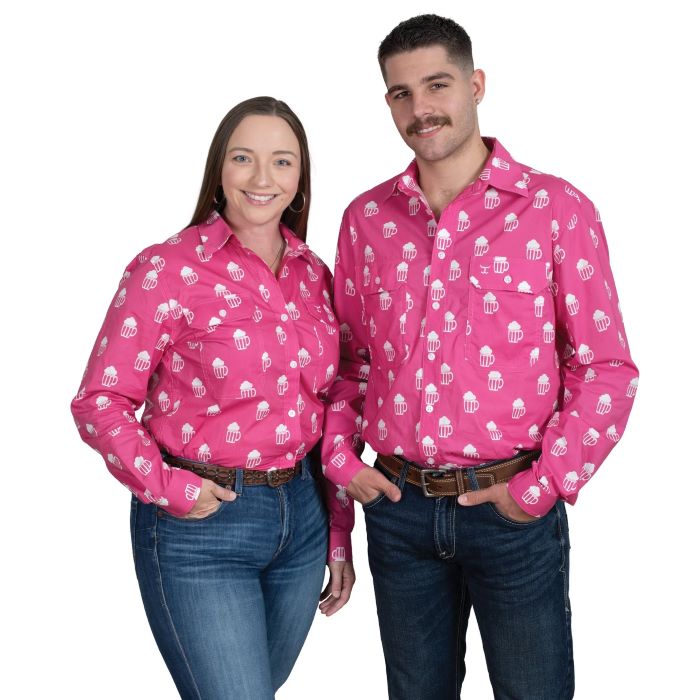 Just Country Abbey Full Button Print Workshirt - Rose Brew [sz:8]