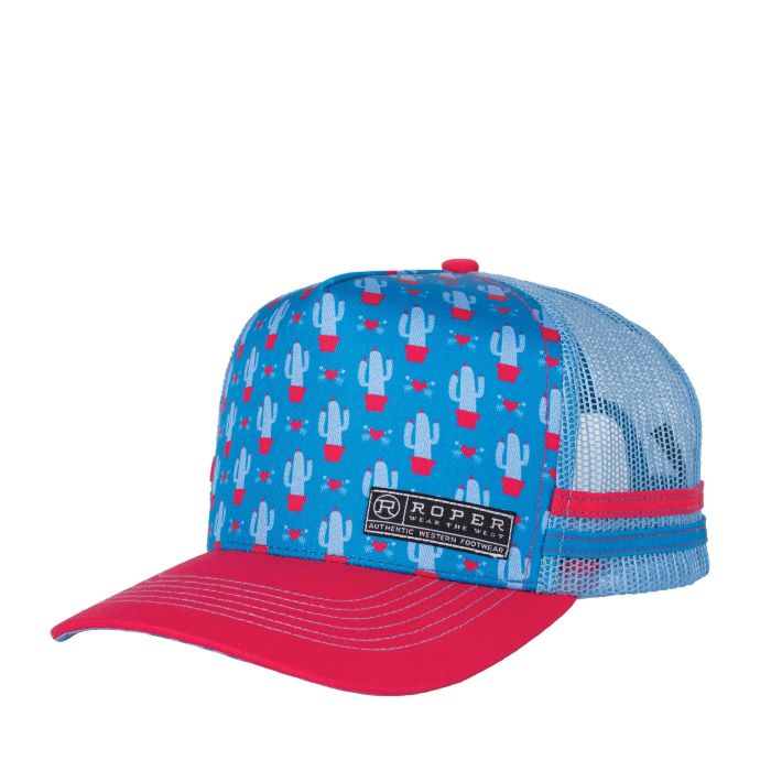 Roper Cactus Print Trucker Cap - Blue Jewel [sz:2]