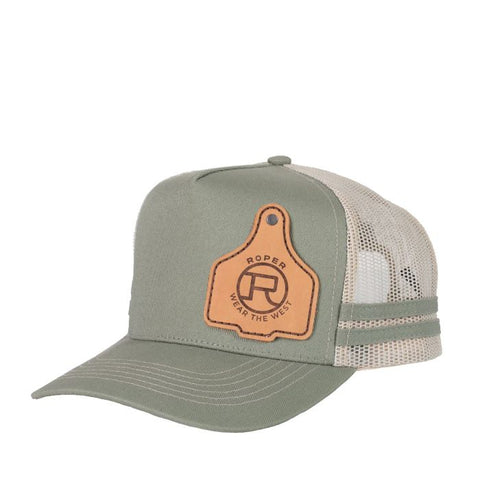 Roper Cattle Tag Trucker Cap - Olive Green 