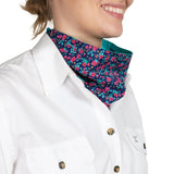 Just Country Carlee Double Sided Scarf - Navy Pansies/turquoise 