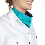 Just Country Carlee Double Sided Scarf - Navy Pansies/turquoise 