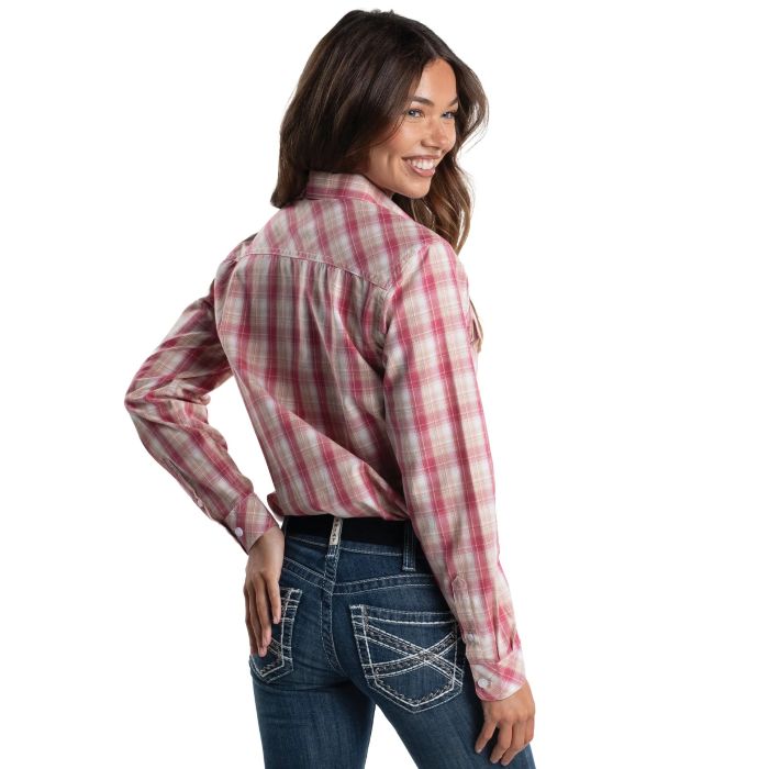 Just Country Abbey Full Button - Hot Pink, Castle Tan & White Plaid [sz:8]