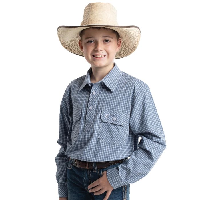 Just Country Boys Brayden Shirt - Denim Blue & White Check [sz:xs]
