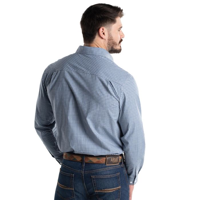Just Country Austin Mens Full Button Check Print Workshirt - Demin & White Check [sz:s]