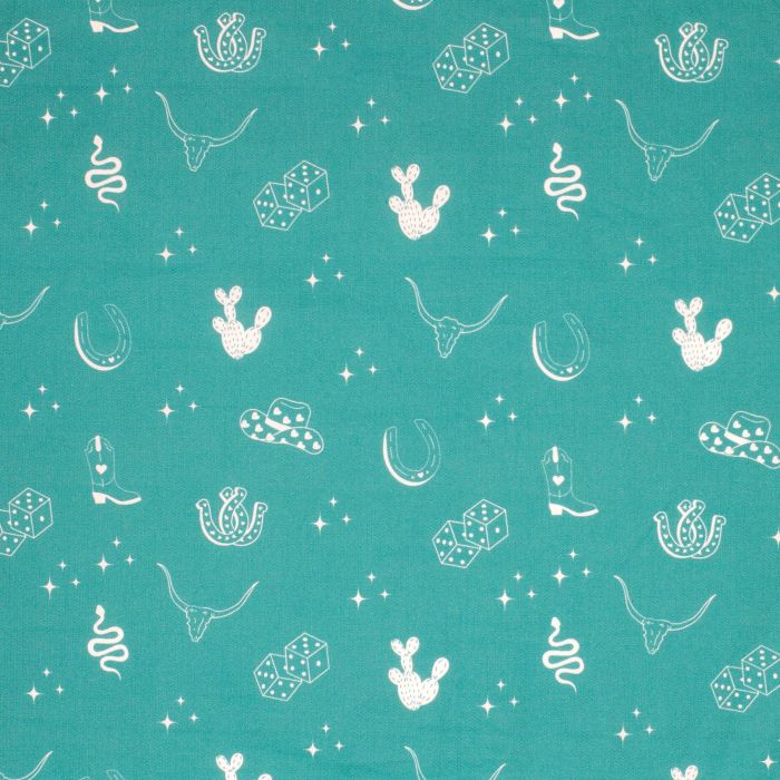 Just Country Carlee Double Sided Scarf - Turquoise & White Western Print