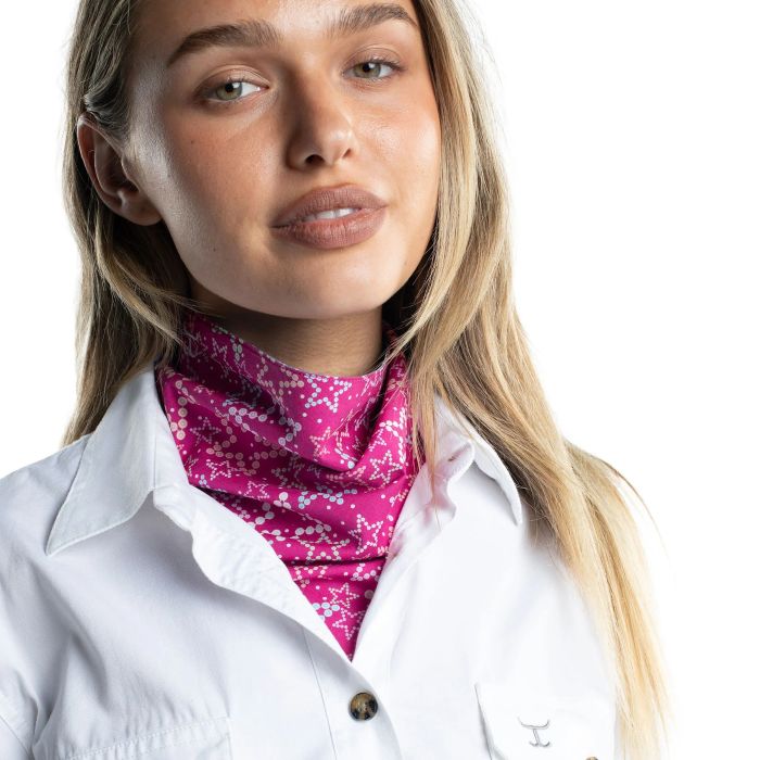 Just Country Carlee Double Sided Scarf - Swedish Blue Stars / Hot Pink Stars