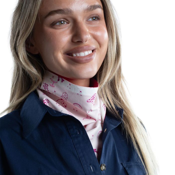 Just Country Carlee Double Sided Scarf - Hot Pink/cream & Pink Western Print